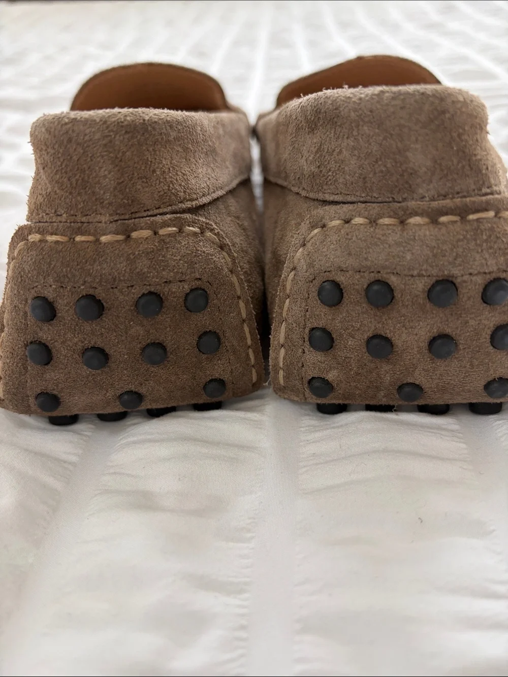 Quince Taupe Suede Driver Loafers - Slip-On Driving Shoes.
